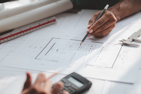 Delineación de planos de edificación para vivienda unifamiliar o proyecto arquitectónico.
